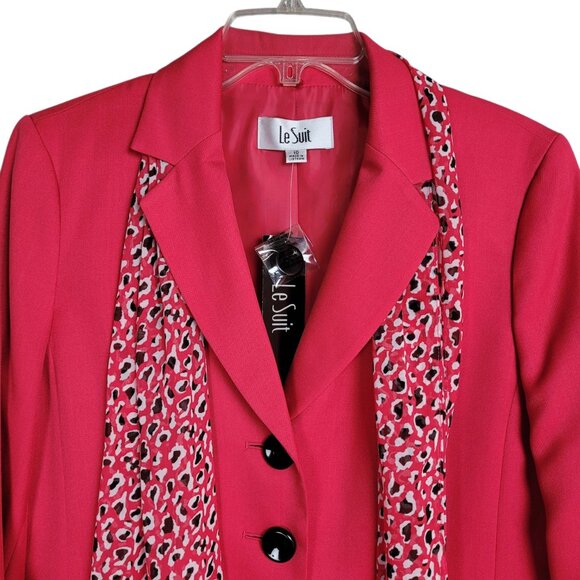 Le Suit Jacket Skirt Suit Womens 10 Pink Black 2PC Business Casual Career Office - Picture 2 of 16